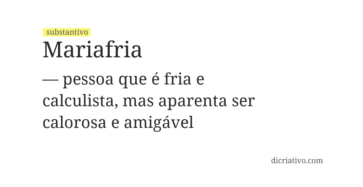 Significado de mariafria