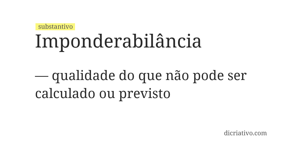 Significado de imponderabilância