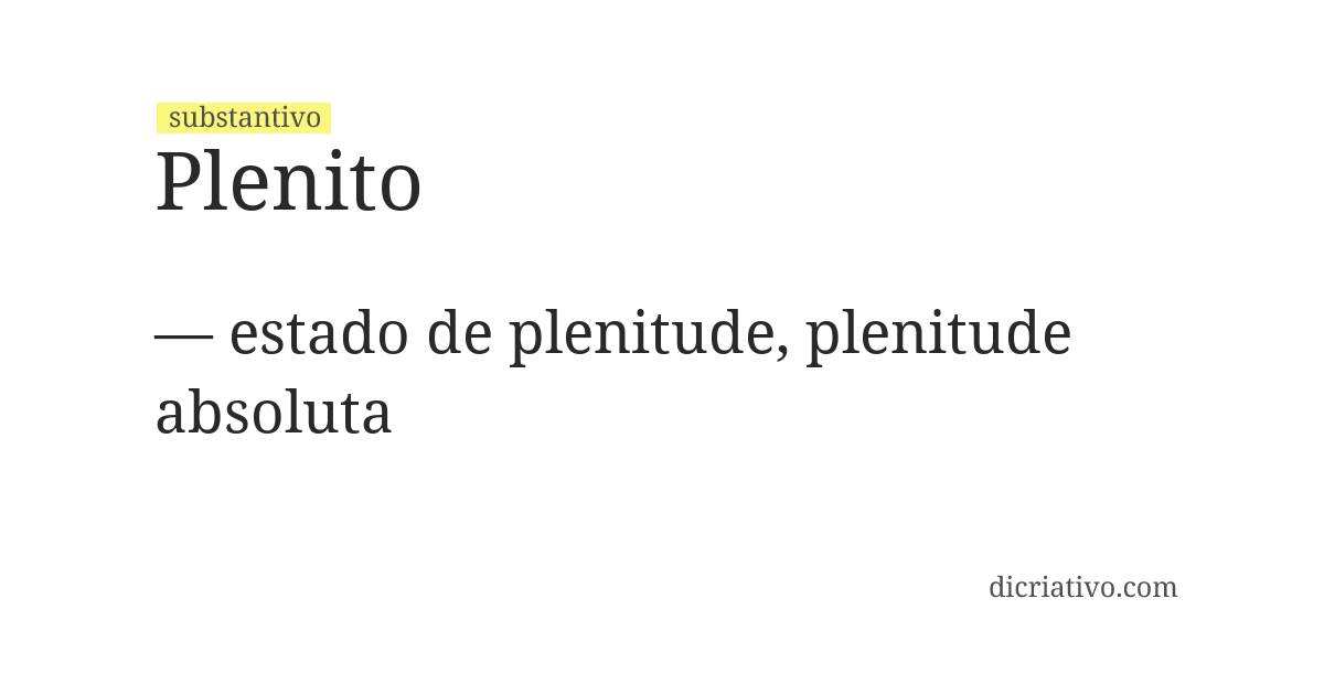 Significado de plenito