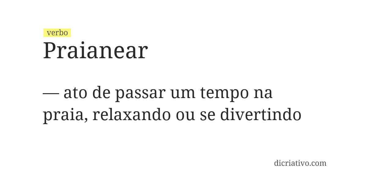 Significado de praianear