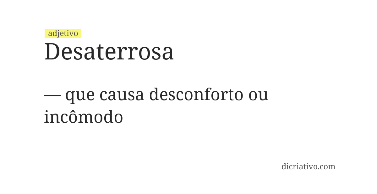 Significado de desaterrosa