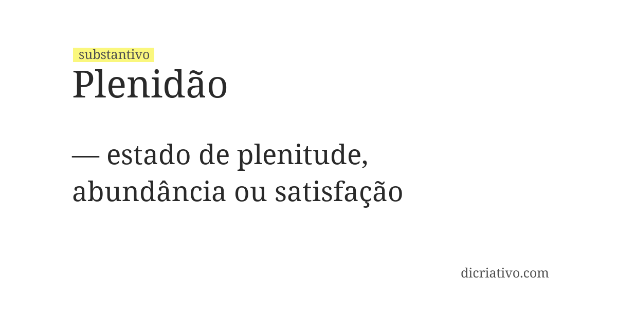 Significado de plenidão