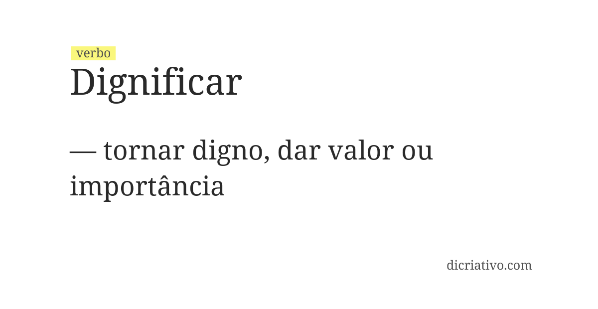 Significado de dignificar