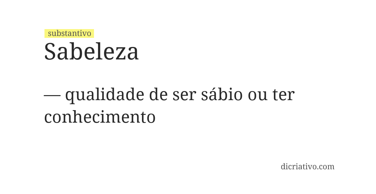 Significado de sabeleza