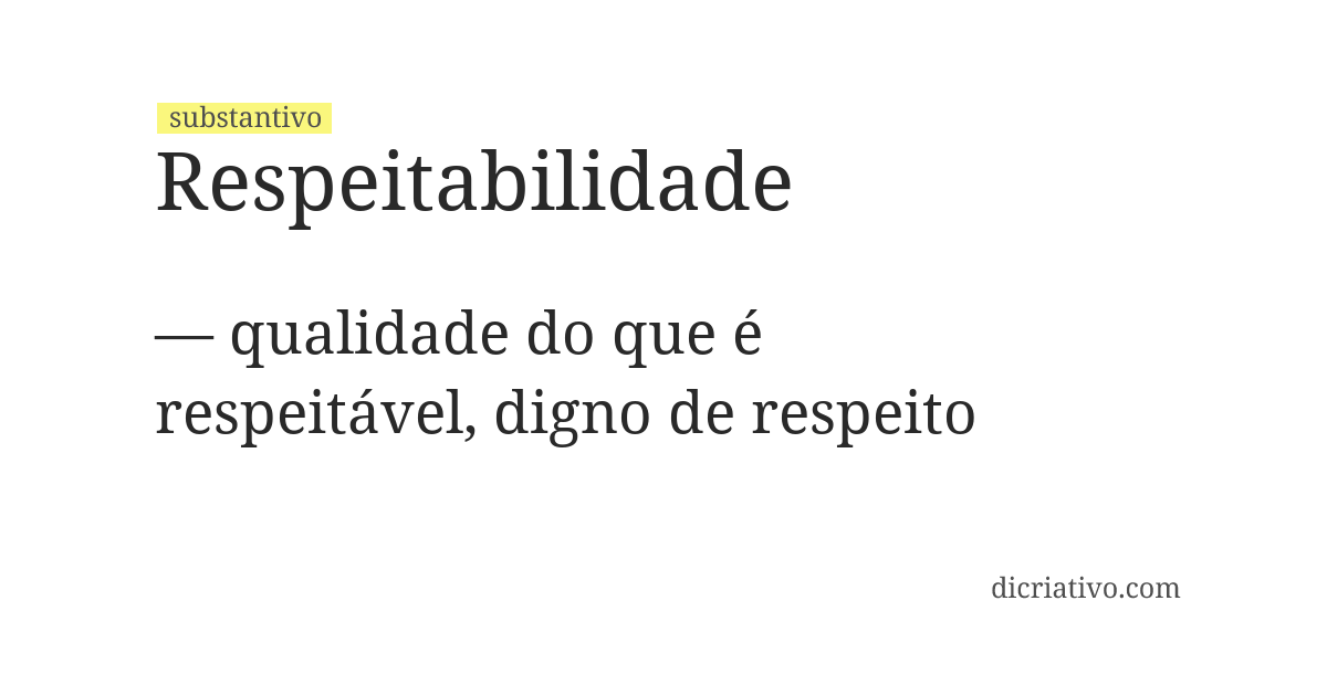 Significado de respeitabilidade