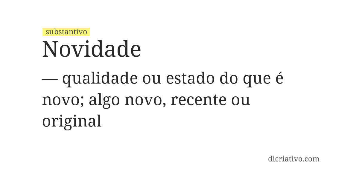 Significado de novidade