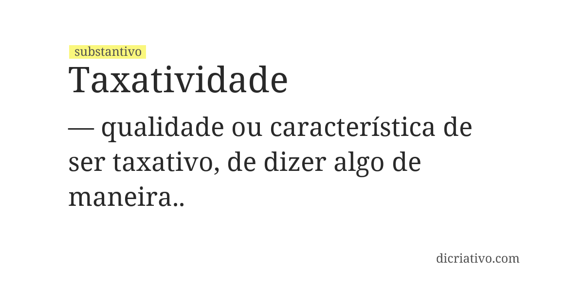 Significado de taxatividade