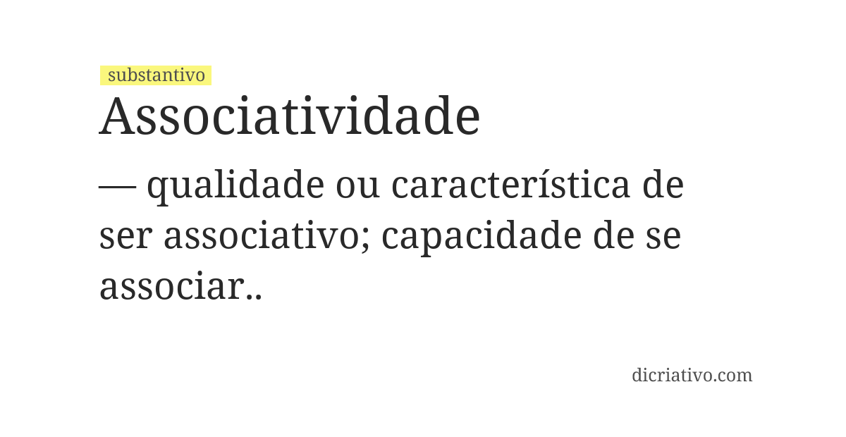 Significado de associatividade