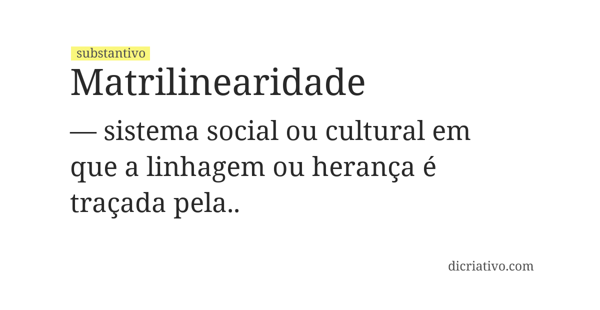Significado de matrilinearidade