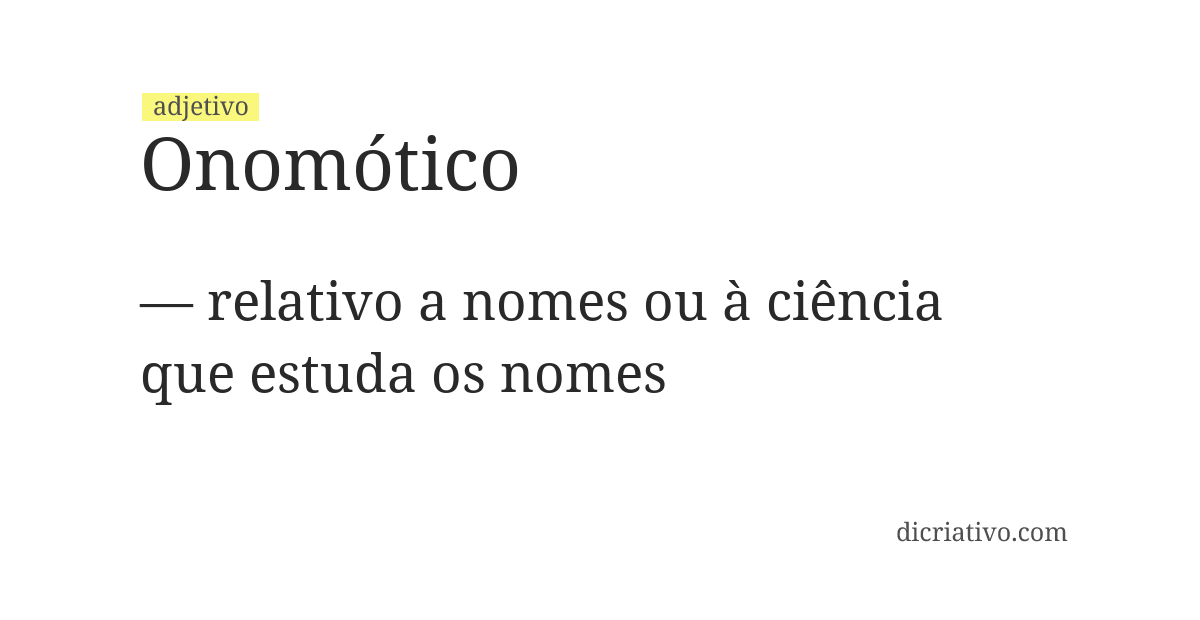 Significado de onomótico