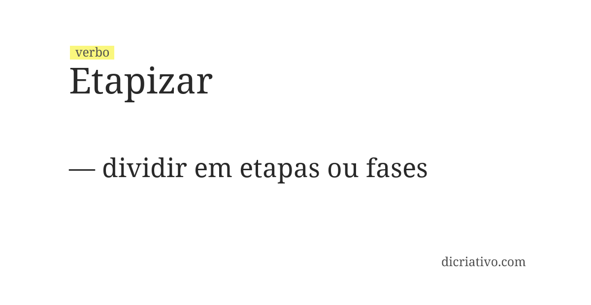 Significado de etapizar