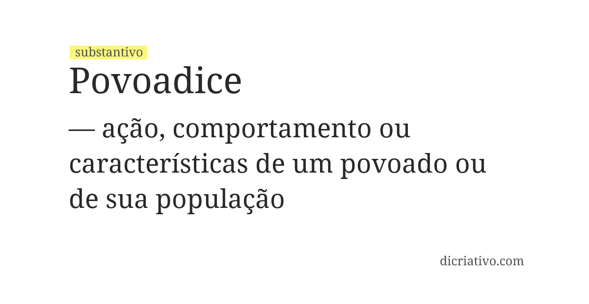 Significado de povoadice