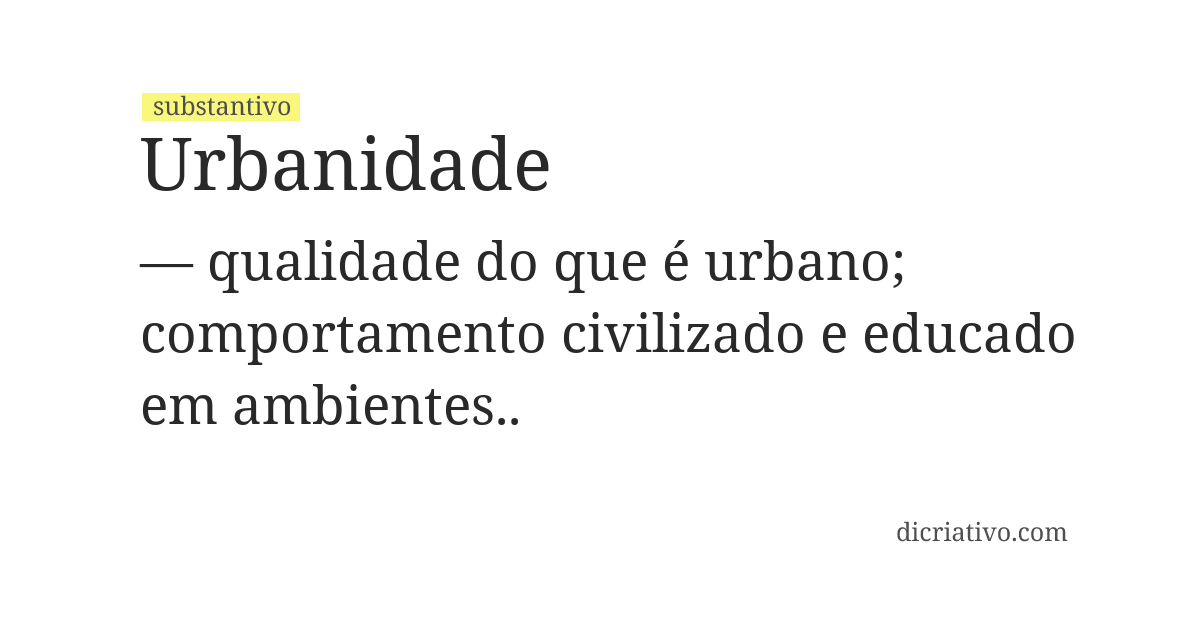 Significado de urbanidade