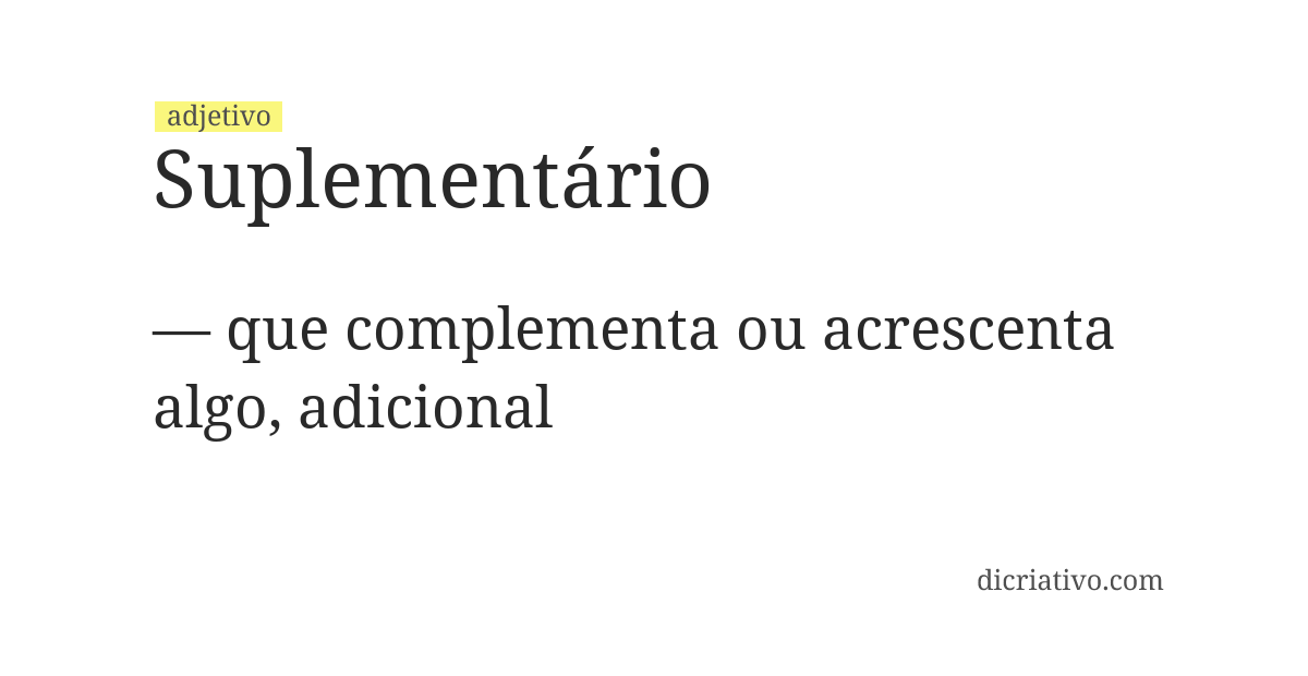 Significado de suplementário