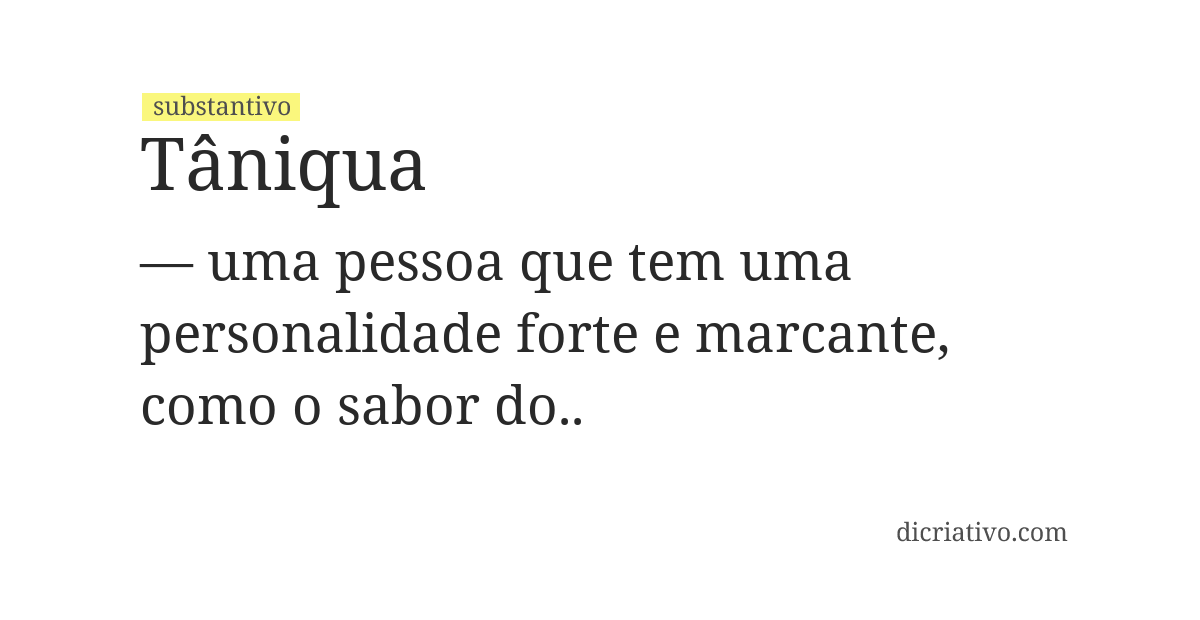 Significado de tâniqua
