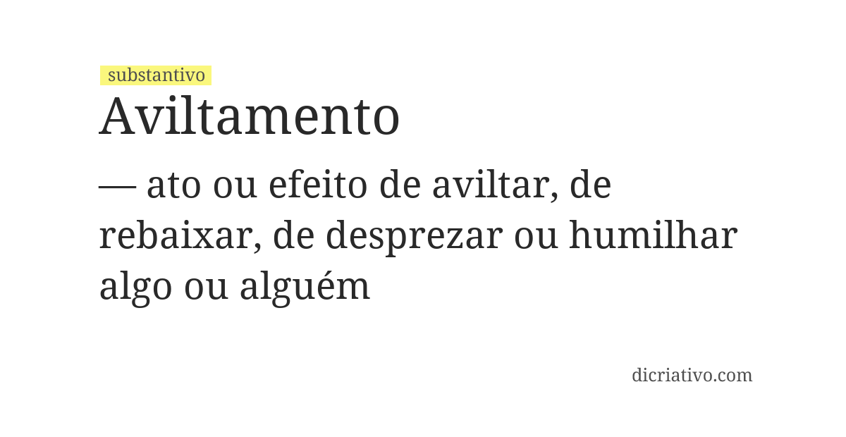 Significado de aviltamento