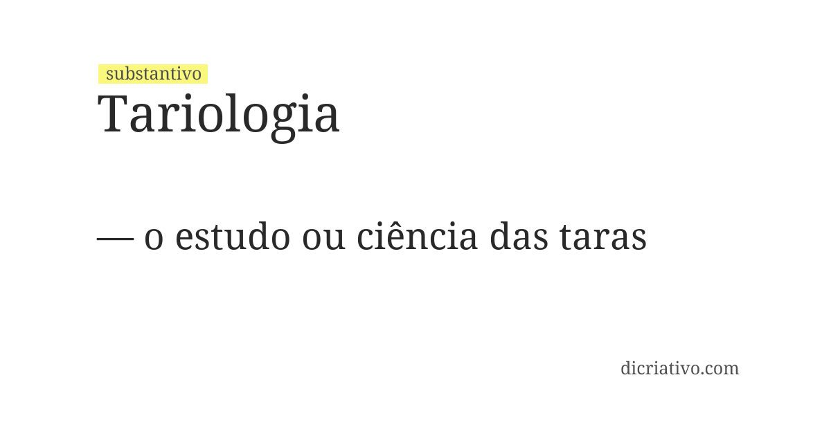 Significado de tariologia