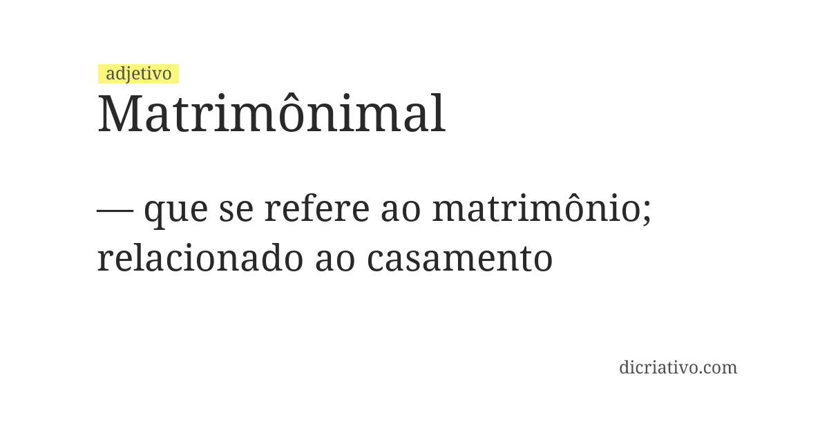 Significado de matrimônimal