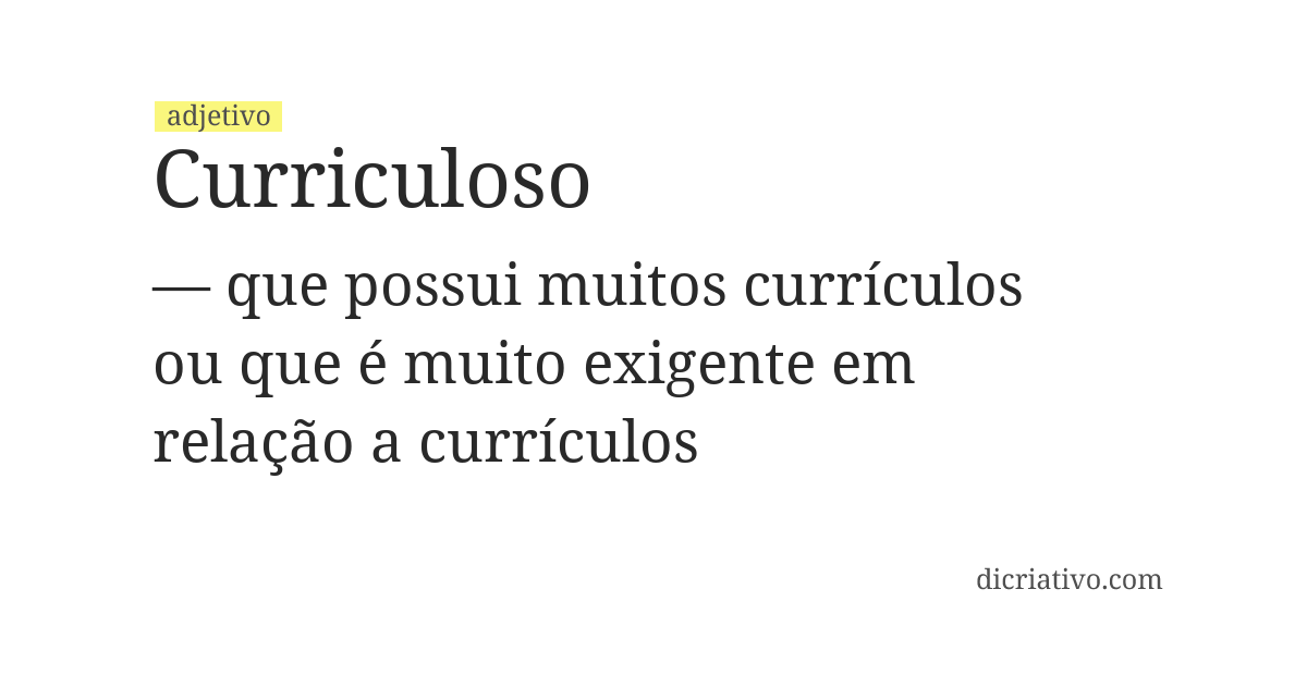 Significado de curriculoso