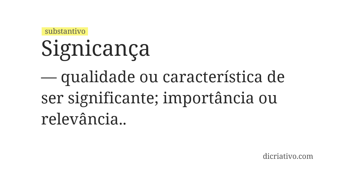 Significado de signicança