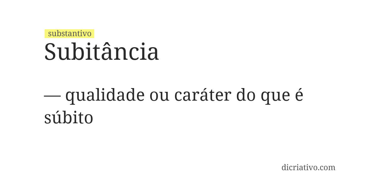 Significado de subitância