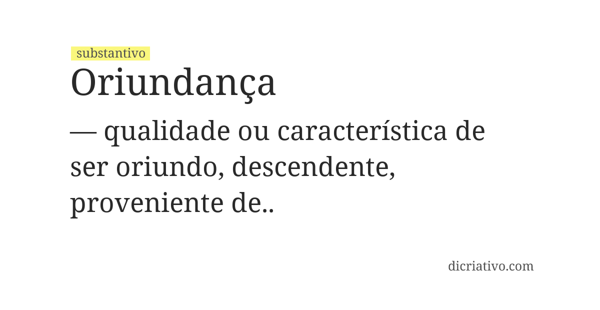 Significado de oriundança