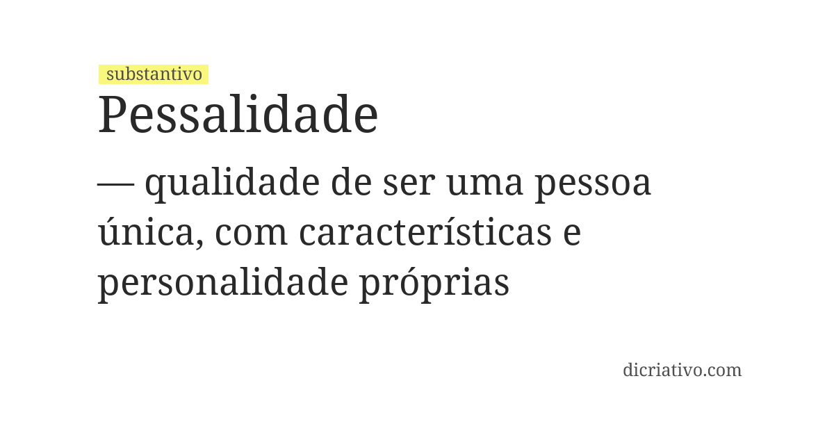 Significado de pessalidade