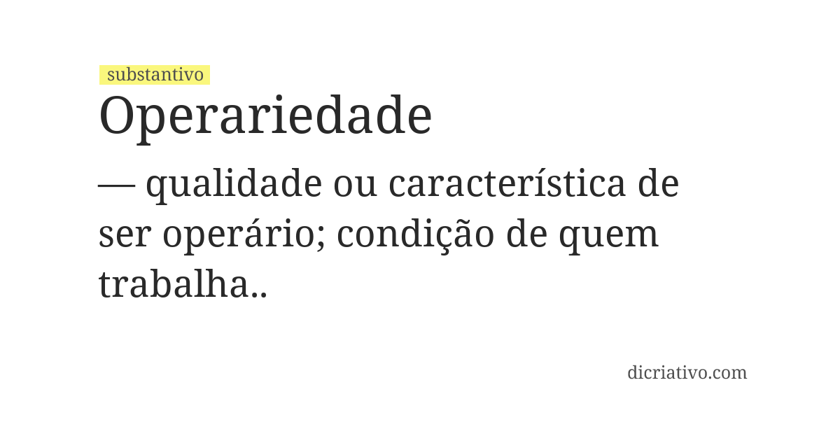 Significado de operariedade