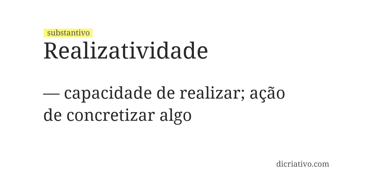 Significado de realizatividade