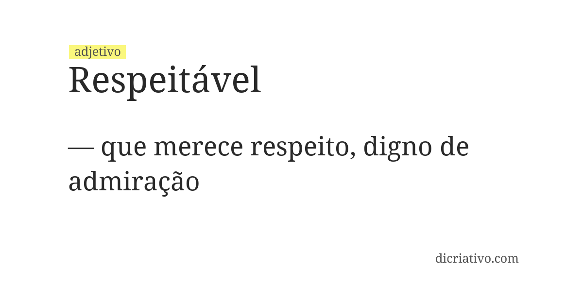 Significado de respeitável