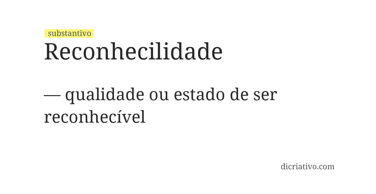 Significado de reconhecilidade