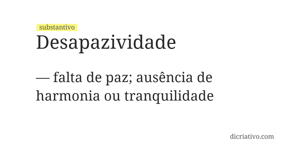 Significado de desapazividade