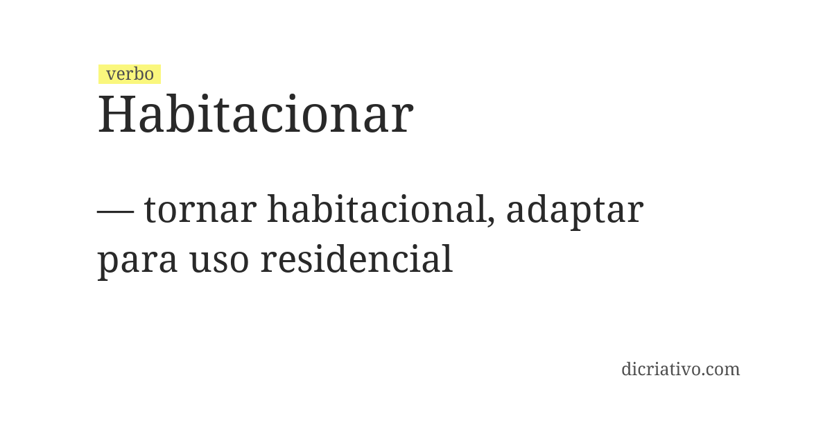 Significado de habitacionar