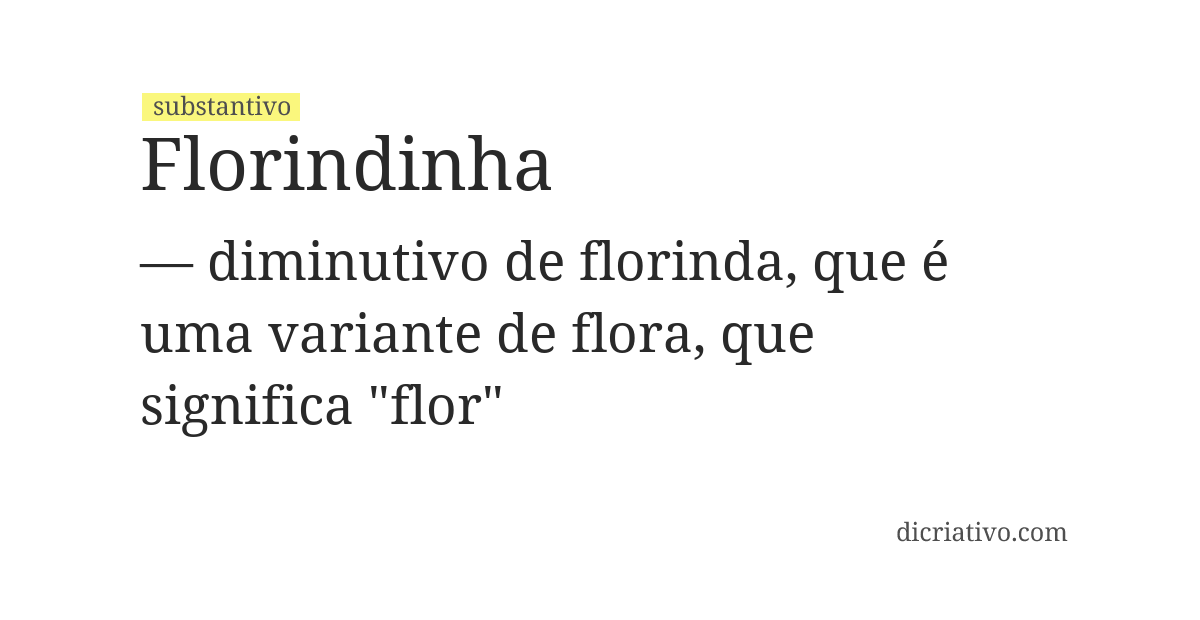 Significado de florindinha