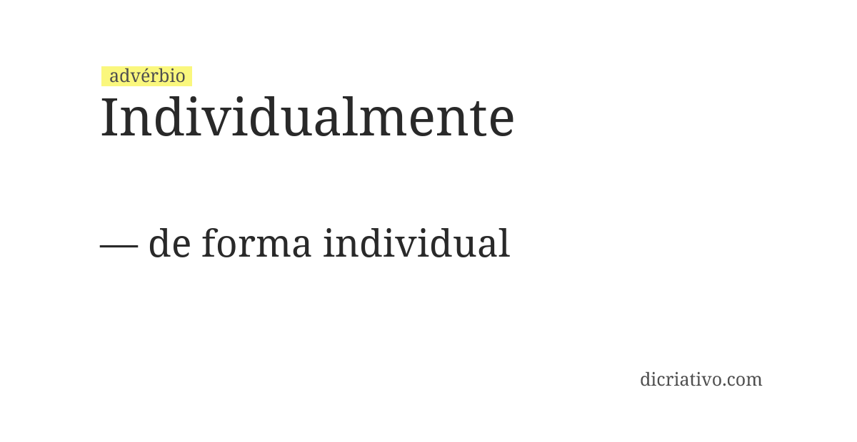 Significado de individualmente