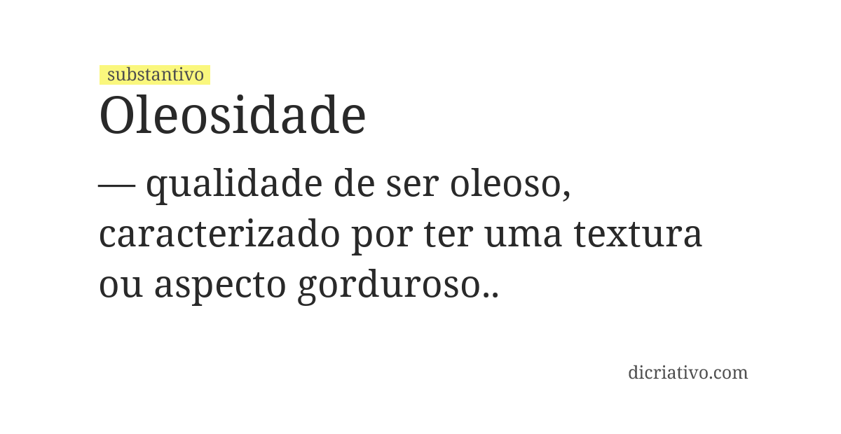 Significado de oleosidade