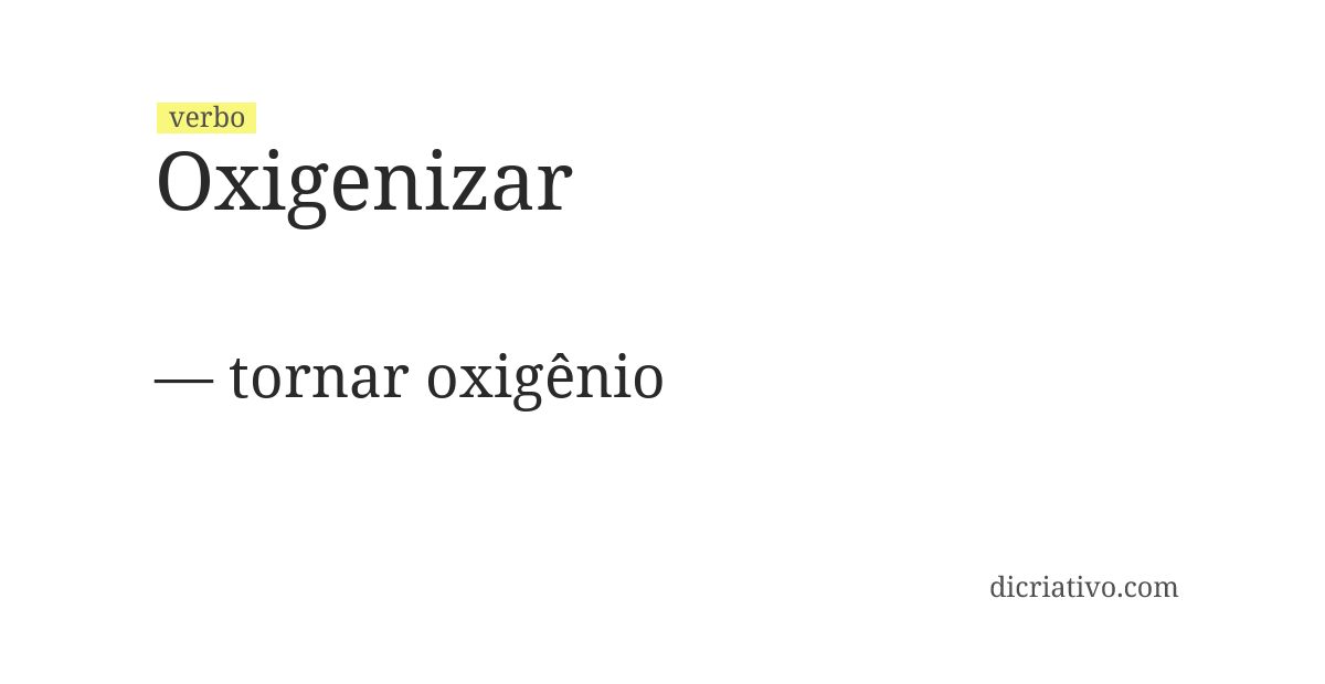 Significado de oxigenizar
