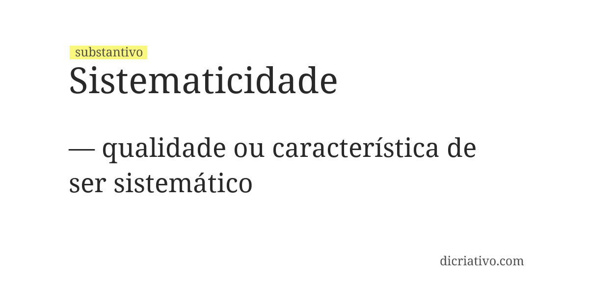 Significado de sistematicidade