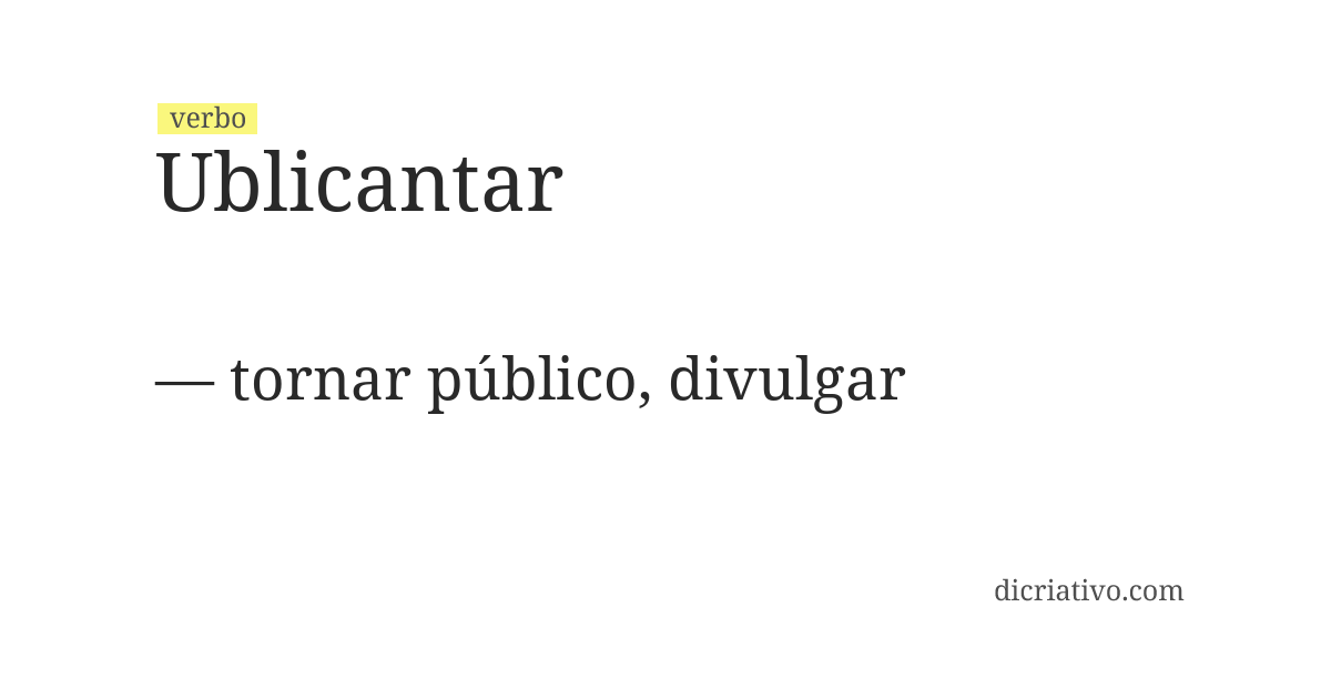 Significado de ublicantar