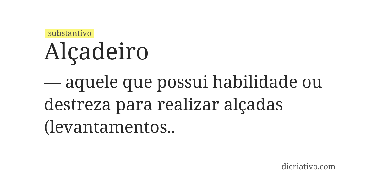 Significado de alçadeiro