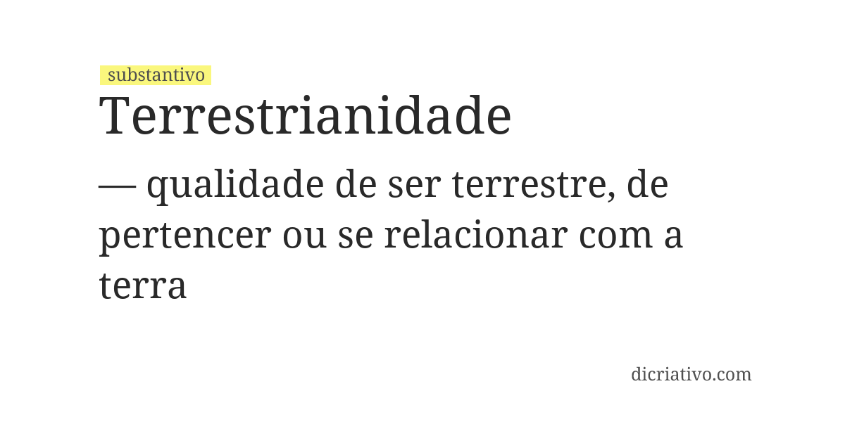 Significado de terrestrianidade