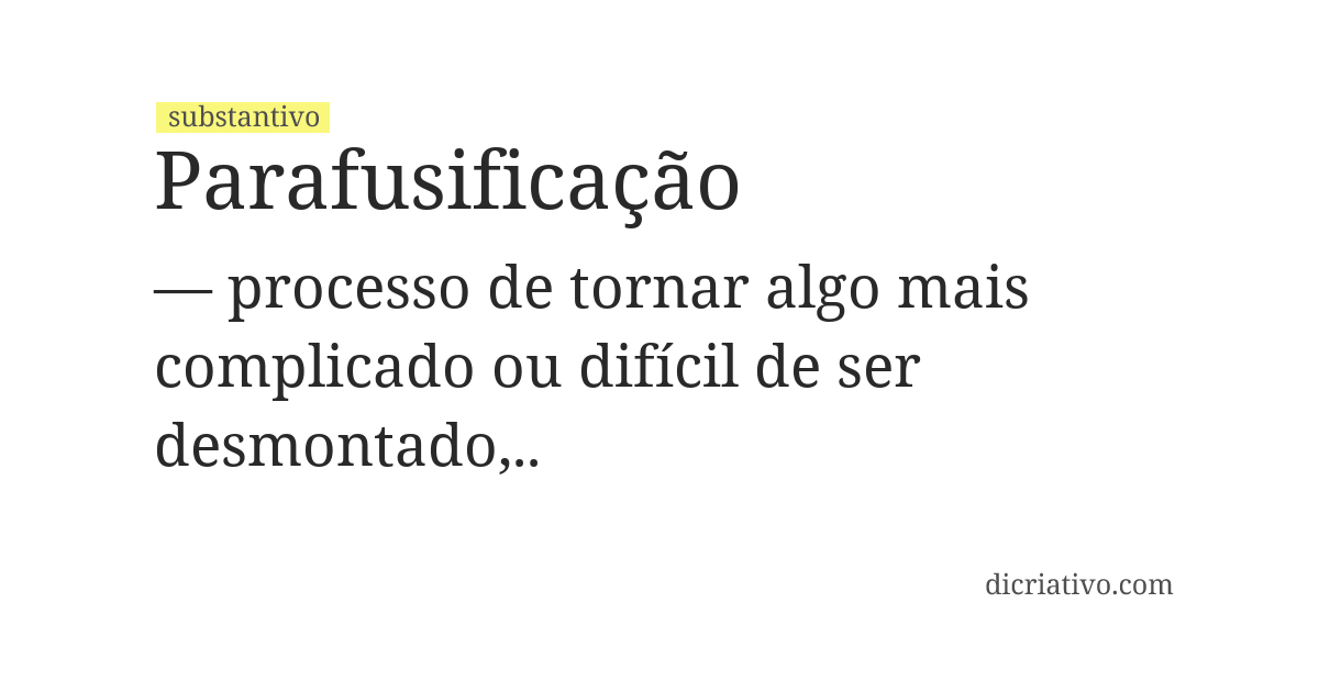 Significado de parafusificação