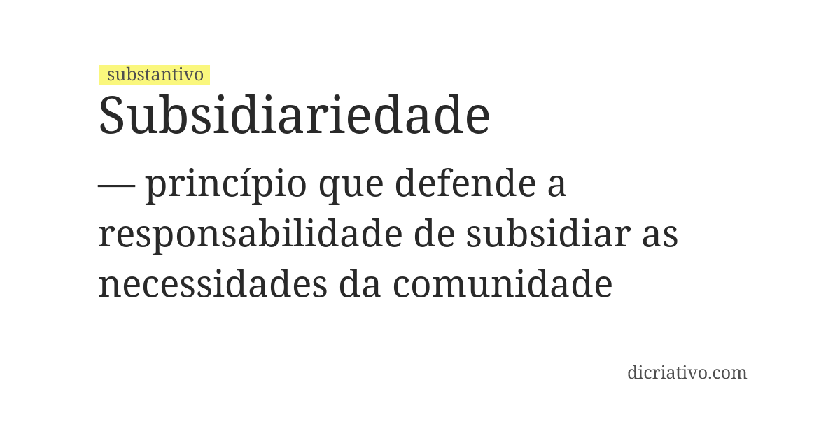 Significado de subsidiariedade