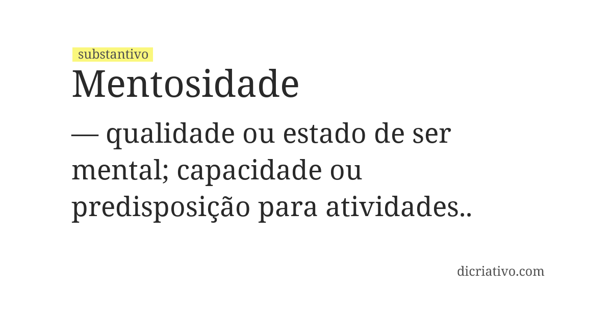 Significado de mentosidade