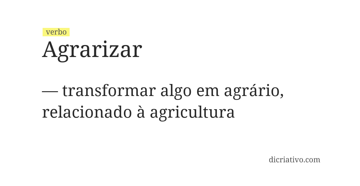 Significado de agrarizar