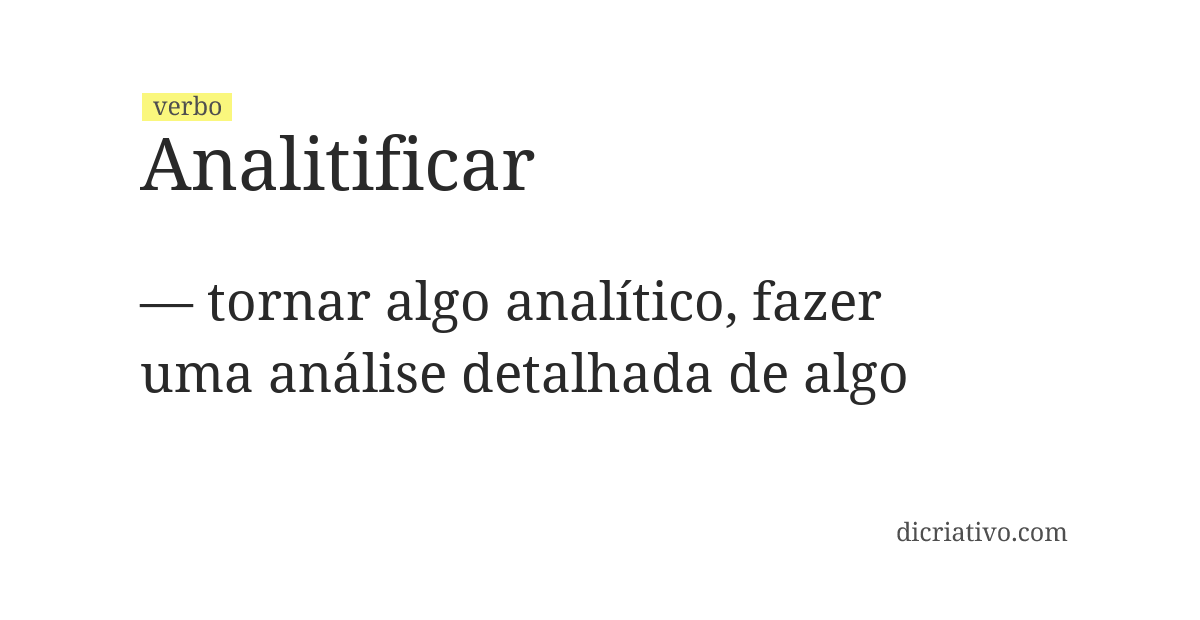 Significado de analitificar