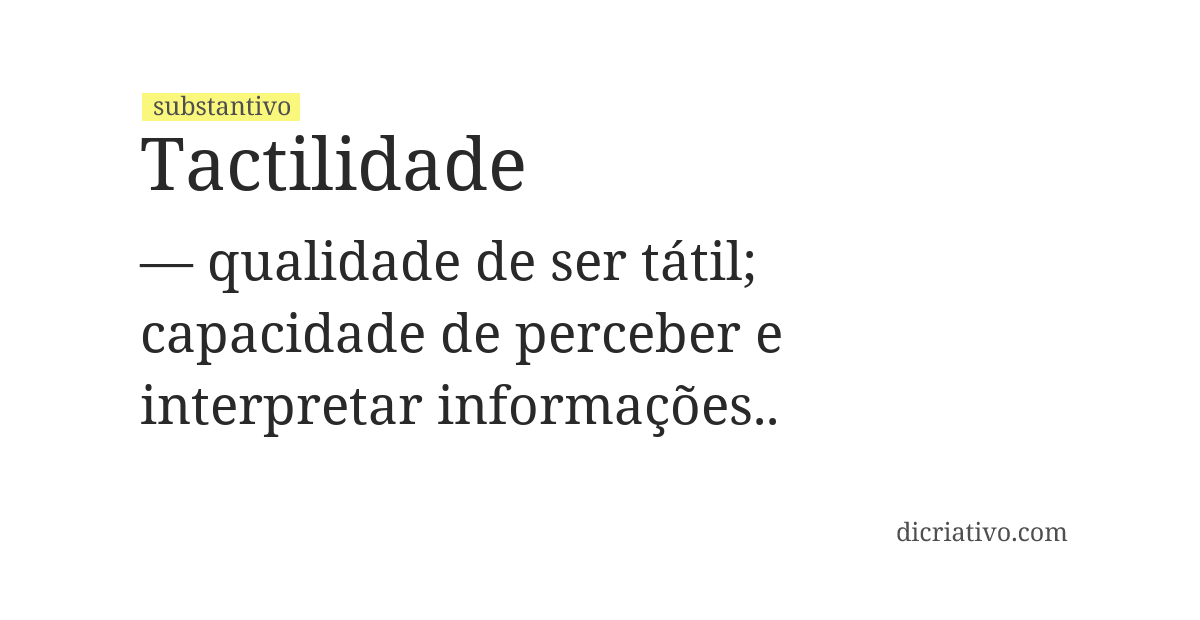 Significado de tactilidade