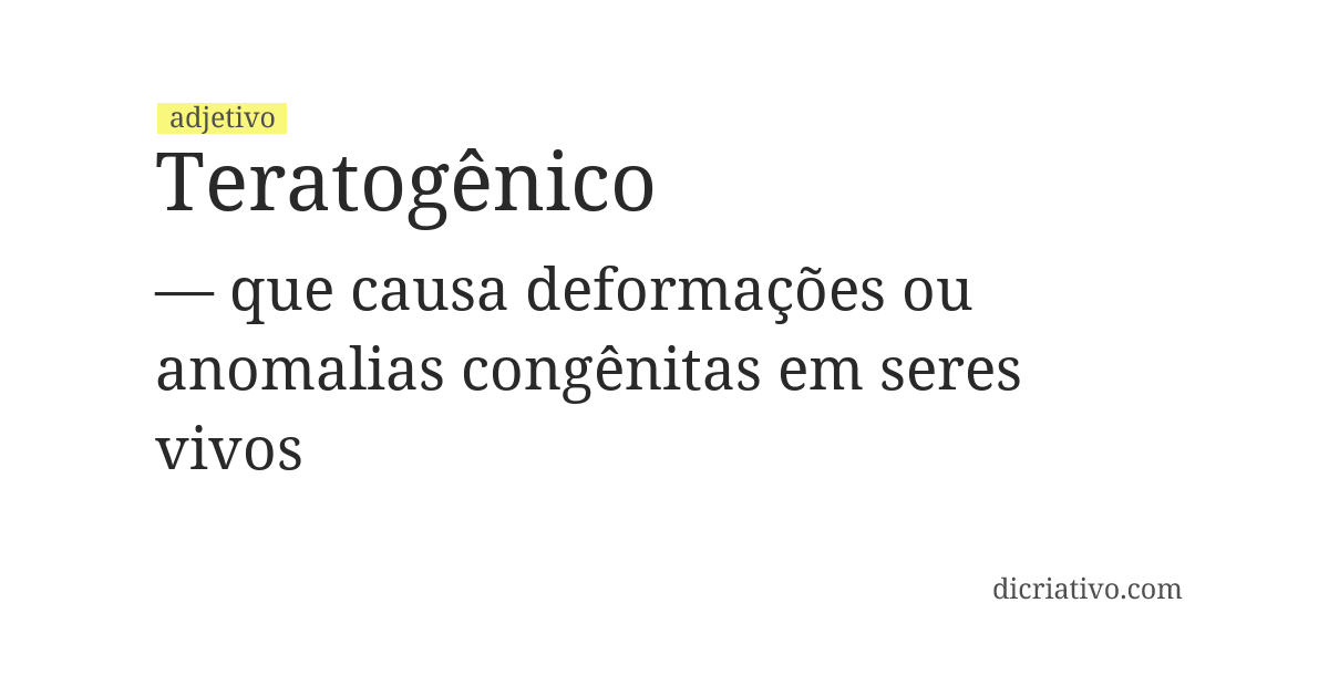 Significado de teratogênico