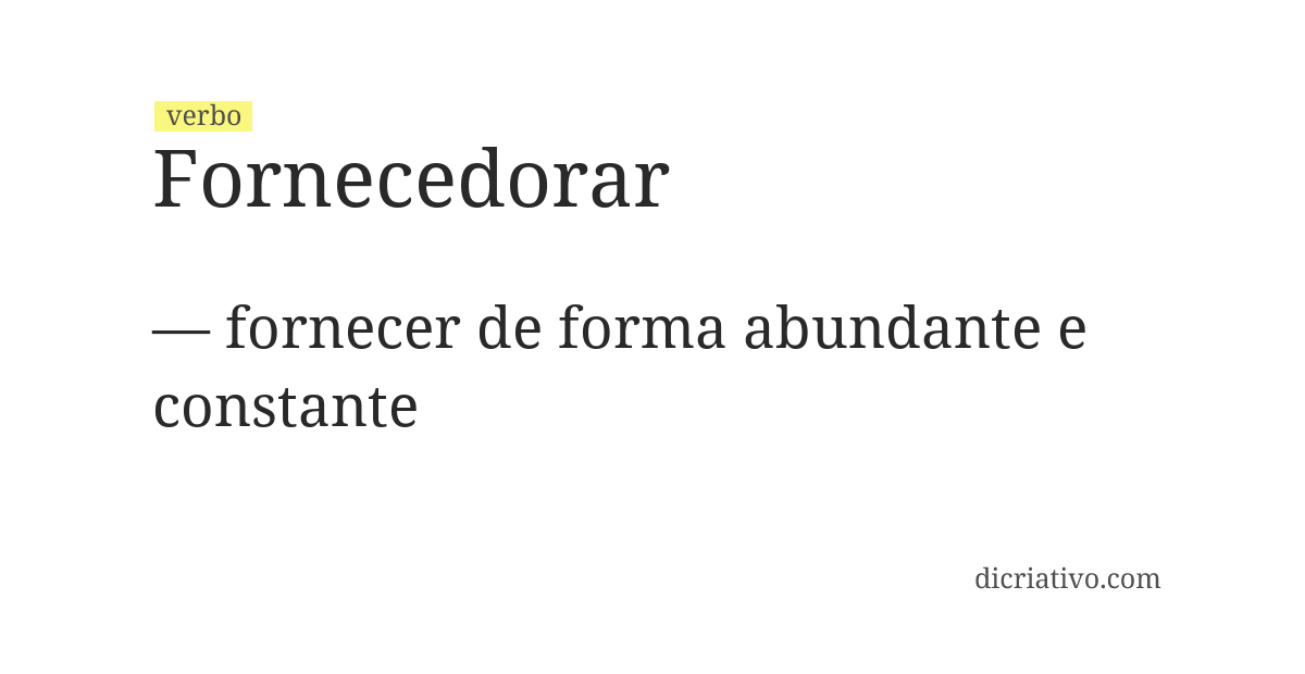 Significado de fornecedorar