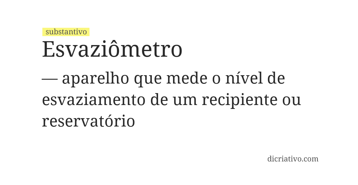 Significado de esvaziômetro